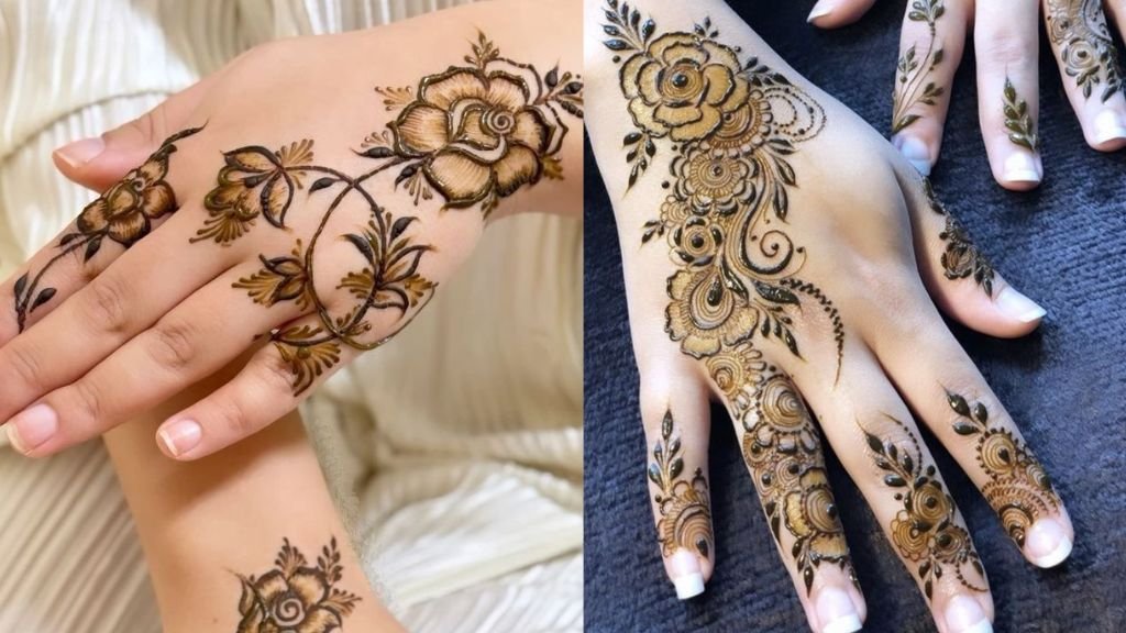 Rose Mehndi Design Back Hand Simple