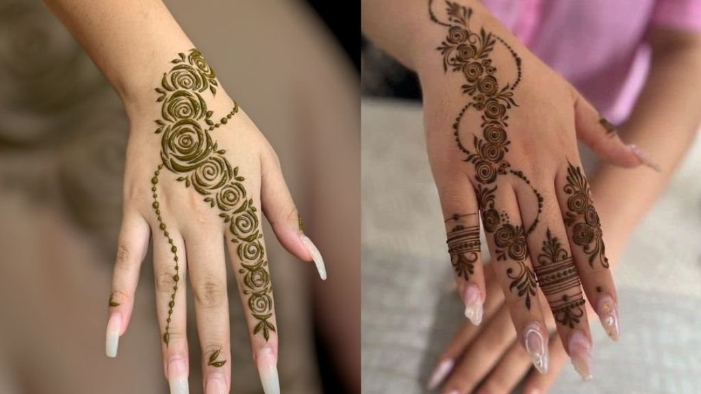 Rose Mehndi Design Back Hand Simple