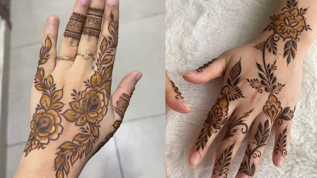 Rose Mehndi Design Back Hand Simple