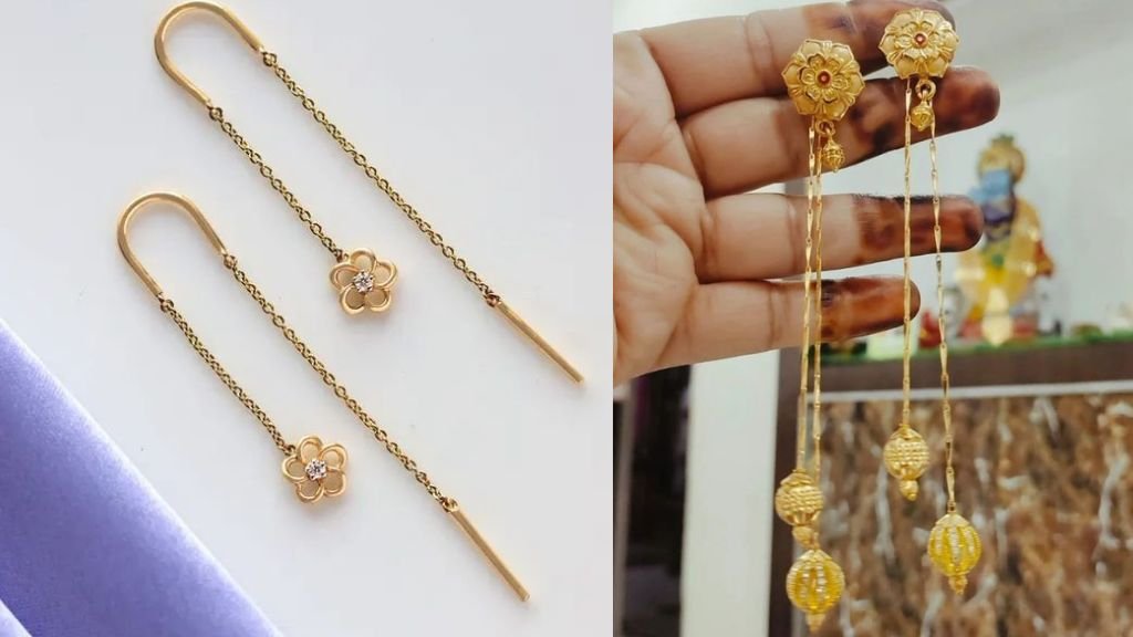 Sui Dhaga Gold Earrings